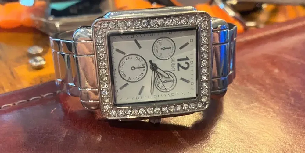 Women's 2mm Silver tone Studio Time Watch, Crystal Accents